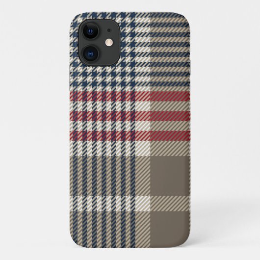 Taupe Glen Check Pset Patroon Case-Mate iPhone Case (Achterkant)