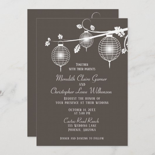 Taupe Glows Paper Lantern Weddenschap Kaart (Voorkant / Achterkant)
