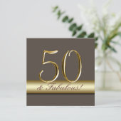 Taupe Gold Simple 50e anniversaire Invitation (Debout devant)