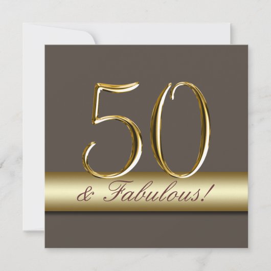 Taupe Gold Simple 50e anniversaire Invitation (Devant)