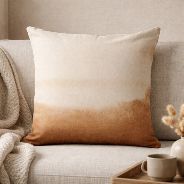Taupe Gold Stripe Throw Pillow Kussen (A structured taupe stripe and gentle gold linework bring calm order to layered neutral rooms.)