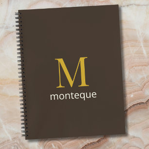 Taupe Goud Monogram Persoonlijke Naam Luxe Cadeau Notitieboek