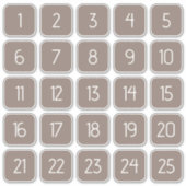 Taupe Gray Customizable Square Number Stickers  (Voorkant)