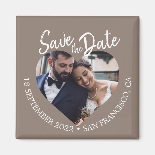 Taupe Gray Photo Modern Script Save the Date Magneet (Voorkant)