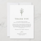 Taupe Green Boho Minimalist Botanicals Wedding Bedankkaart (Voorkant)