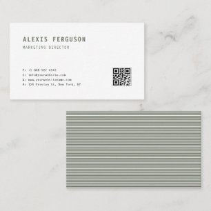 Taupe Green Eenvoudige Typografie QR Code Minimali Visitekaartje