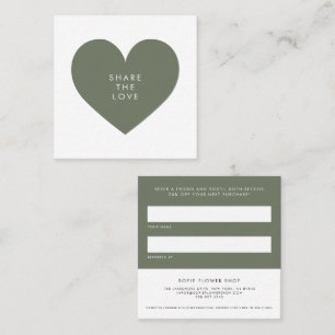 Taupe Green Heart Minimalist Deel de liefde Aanbevelingskaartje