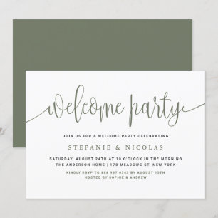 Taupe Green  Kalligrafie Welkomstfeest Kaart