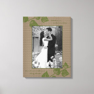 Taupe Green Leaves Portrait Fotosjabloon Afbeeldin Canvas Afdruk