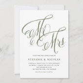 Taupe Green Mrs. en Mrs Rustic Script Wedding Kaart (Voorkant)
