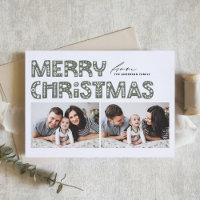 Taupe Green Scandinavisch Twee Foto Kerstmis