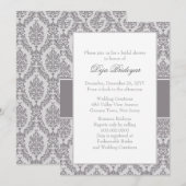 Taupe Grey Damask Bridal Shower Kaart (Voorkant / Achterkant)