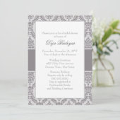 Taupe Grey Damask Invitation à la douche nuptiale (Debout devant)