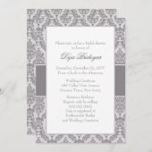 Taupe Grey Damask Invitation à la douche nuptiale (Devant / Derrière)