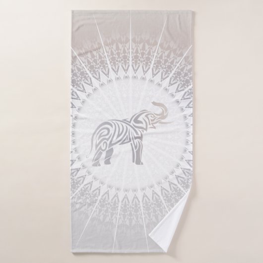 Taupe Grey Elephant Mandala (Serviette de bain)