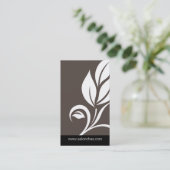 Taupe Grey Leaf Salon Spa Visitekaartje (Staand voorkant)
