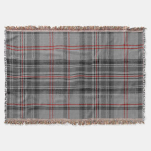 Taupe Grey Red Giant Tartan Pset Deken