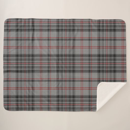 Taupe Grey Red Tartan Pset Sherpa Deken (Voorkant (horizontaal))