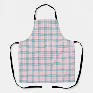 Taupe grijs en crèmekleurig fijn tartanruitpatroon schort