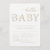 Taupe Hello Baby Wildflower Invitation (Devant)