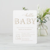 Taupe Hello Baby Wildflower Invitation (Debout devant)