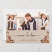Taupe Herfst Bloemen Foto Save The Date (Voorkant)