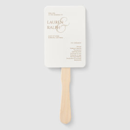 Taupe & Ivoor Monogram Welkom Huwelijk Programma Handwaaier