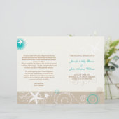 Taupe Ivory Aqua Beach Wedding Bi Fold Programme (Debout devant)