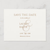 Taupe & Ivory Faire-part de mariage "Save The Date (Devant)