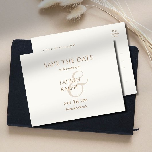 Taupe & Ivory Faire-part de mariage "Save The Date