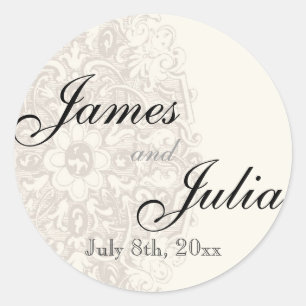  Taupe Kant - Huwelijkssluiting Ronde Sticker