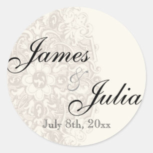  Taupe Kant - Huwelijkssluiting Ronde Sticker