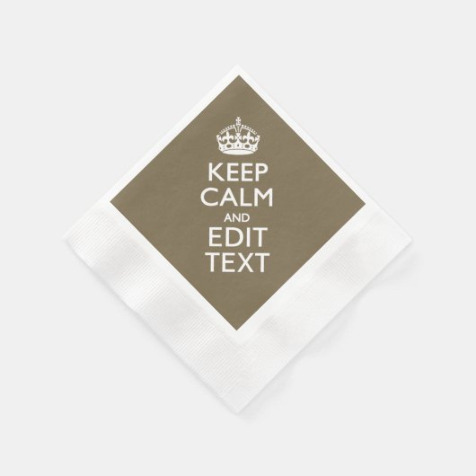 Taupe Keep Calm And Your Text Easily Servetten (Hoek)