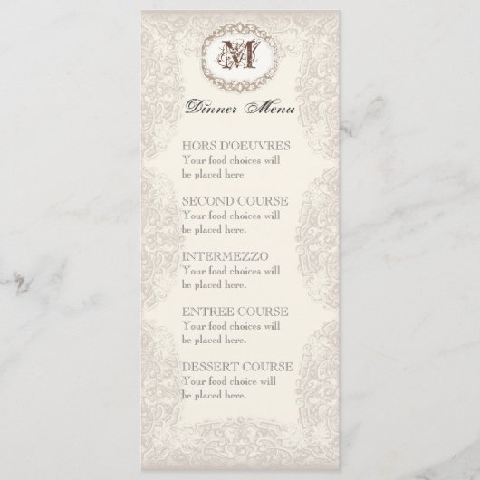  Taupe Lace - Menu of Wedding Invitation (Voorkant)
