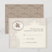  Taupe Lace - Weddenschapskaart RSVP Kaartje (Voorkant / Achterkant)