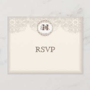 Taupe Lace - Wedding Response Briefkaart