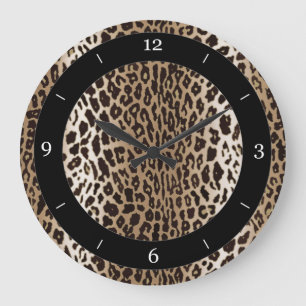 Taupe Leopard Animal Print Grote Klok