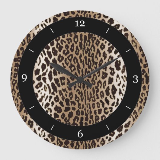 Taupe Leopard Animal Print Grote Klok (Voorkant)