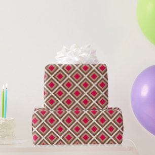 Taupe, Light Taupe, Hot Pink Ikat Diamonds STaylor Cadeaupapier
