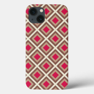 Taupe, Light Taupe, Hot Pink Ikat Diamonds STaylor iPhone 13 Hoesje