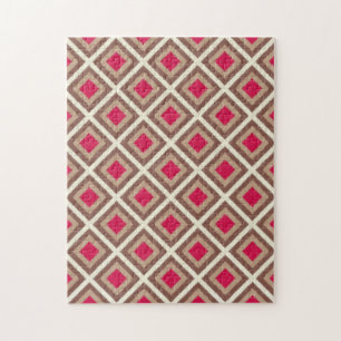 Taupe, Light Taupe, Hot Pink Ikat Diamonds STaylor Legpuzzel