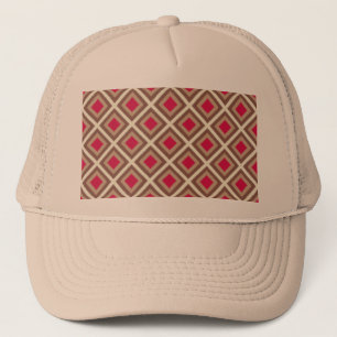 Taupe, Light Taupe, Hot Pink Ikat Diamonds STaylor Trucker Pet