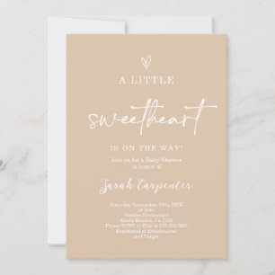 Taupe Little Sweetheart Baby shower Kaart
