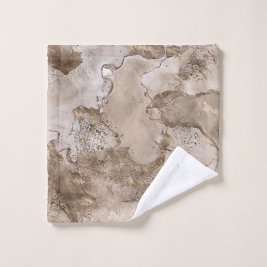 Taupe marble and gold abstract bad handdoek (Wasdoekje)