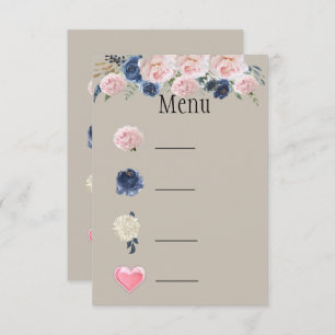 Taupe Marine Bleu Pink Peony Menu Symboles