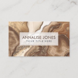 Taupe marmer en abstract goud visitekaartje