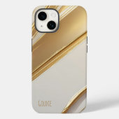 Taupe met gouden diagonalen Case-Mate iPhone case (Achterkant)