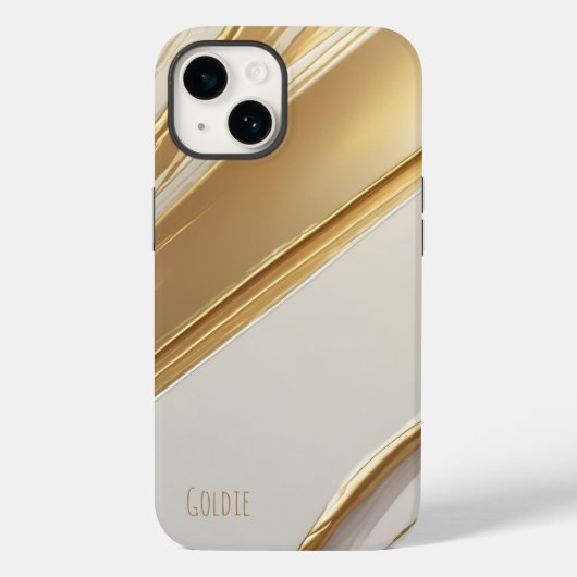 Taupe met gouden diagonalen Case-Mate iPhone case (Achterkant)