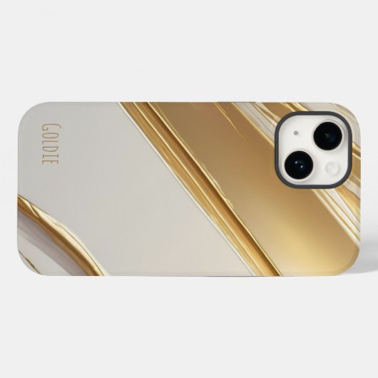 Taupe met gouden diagonalen Case-Mate iPhone case (Achterkant (horizontaal))