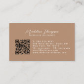Taupe Metallic Bruin Monogram Script QR Code Visitekaartje (Achterkant)